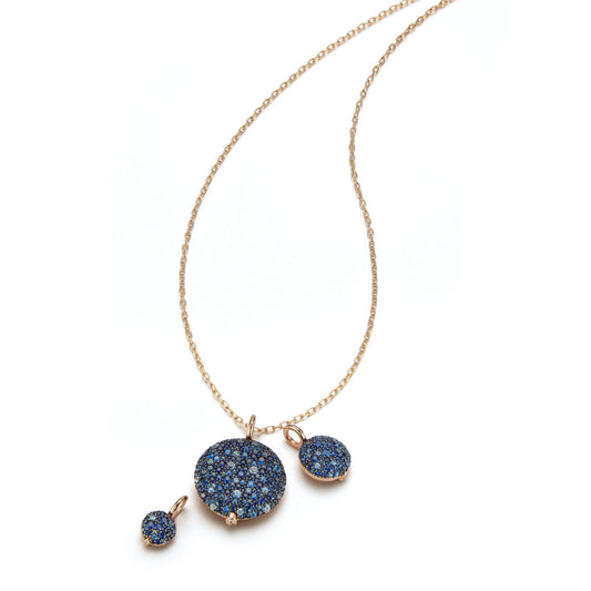 OC x WF Large Blue Sapphire and Rose Gold Pebble Locket