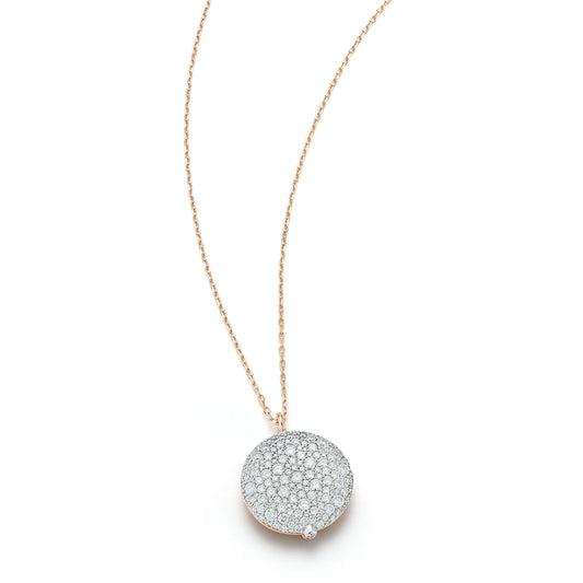 OC x WF Large Diamond and Rose Gold Pebble Locket