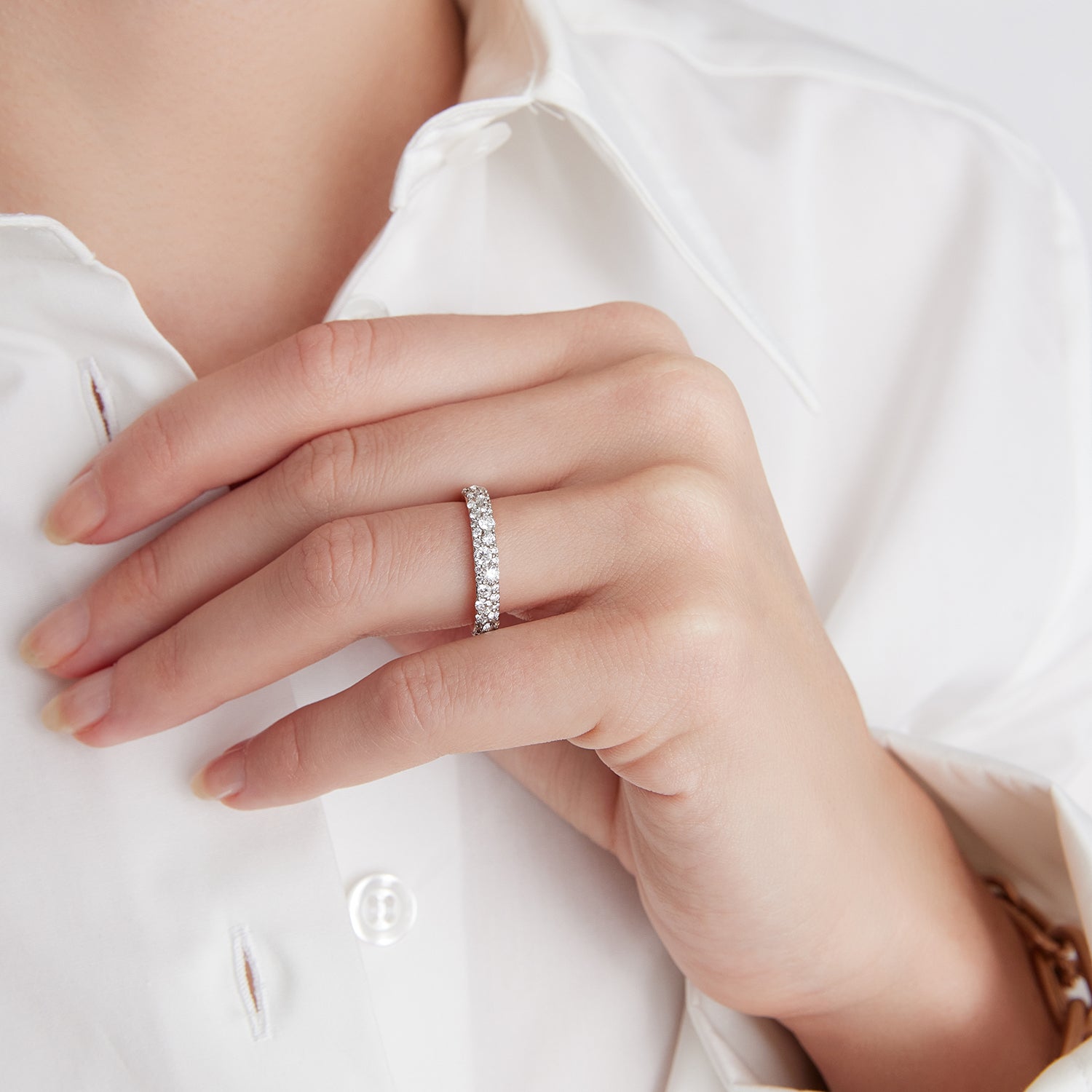 OC X WF 18K Rose Gold and White Diamond Band Ring