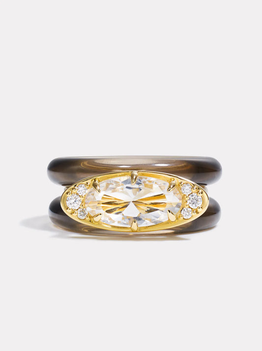 Ellipse Ring Stack- White Topaz