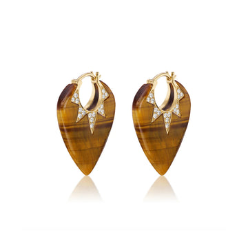 Guitar Pick Earrings in Tiger's Eye