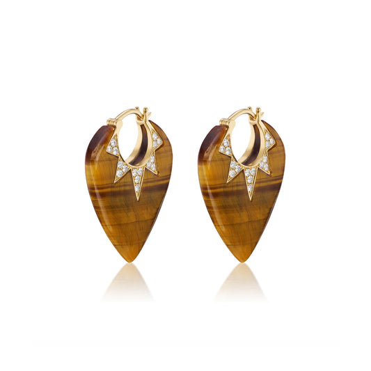 Guitar Pick Earrings in Tiger's Eye