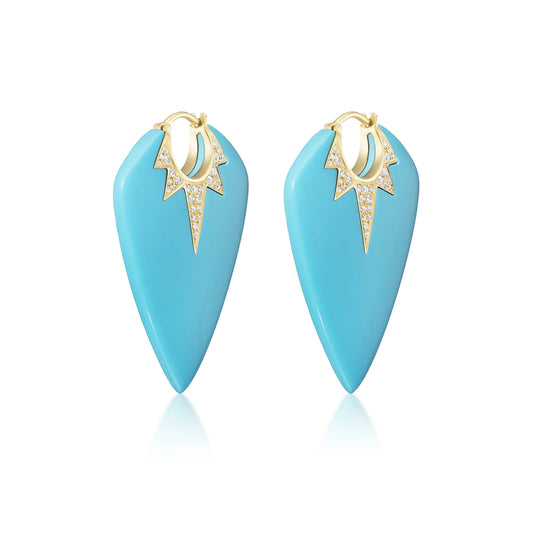 Large Guitar Pick Earrings in Turquoise
