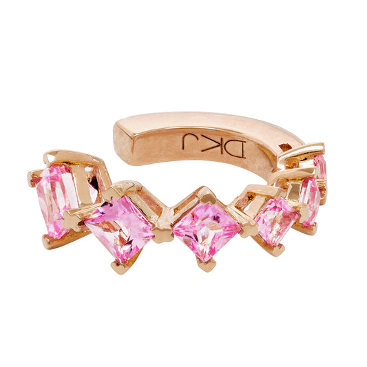 Pink Sapphire Round Ear Cuff