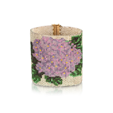 Purple Hydrangea Beaded Mesh Bracelet