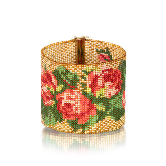 Rose Beaded Mesh Bracelet