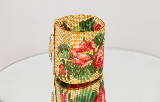 Rose Beaded Mesh Bracelet