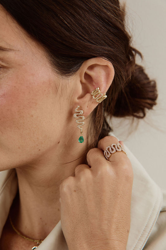 Pave Diamond & Emerald Pacific Coast Earrings