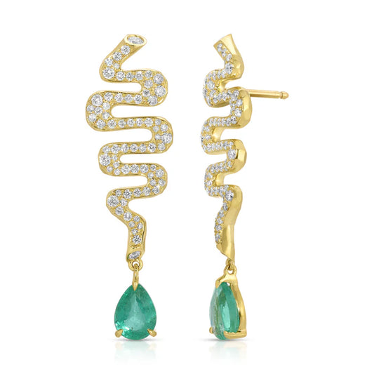 Pave Diamond & Emerald Pacific Coast Earrings