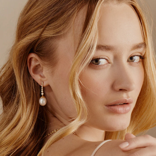 Baroque Pearl & Diamond Nesting Gem Drop Earrings