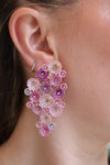Horse Mane Earrings with Diamonds, Pink and Purple Sapphires