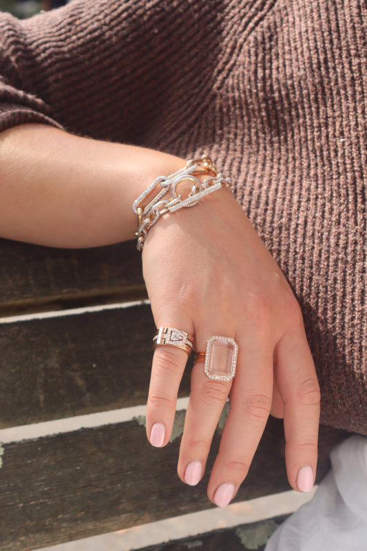 Saxon All Diamond Chain Link Toggle Bracelet