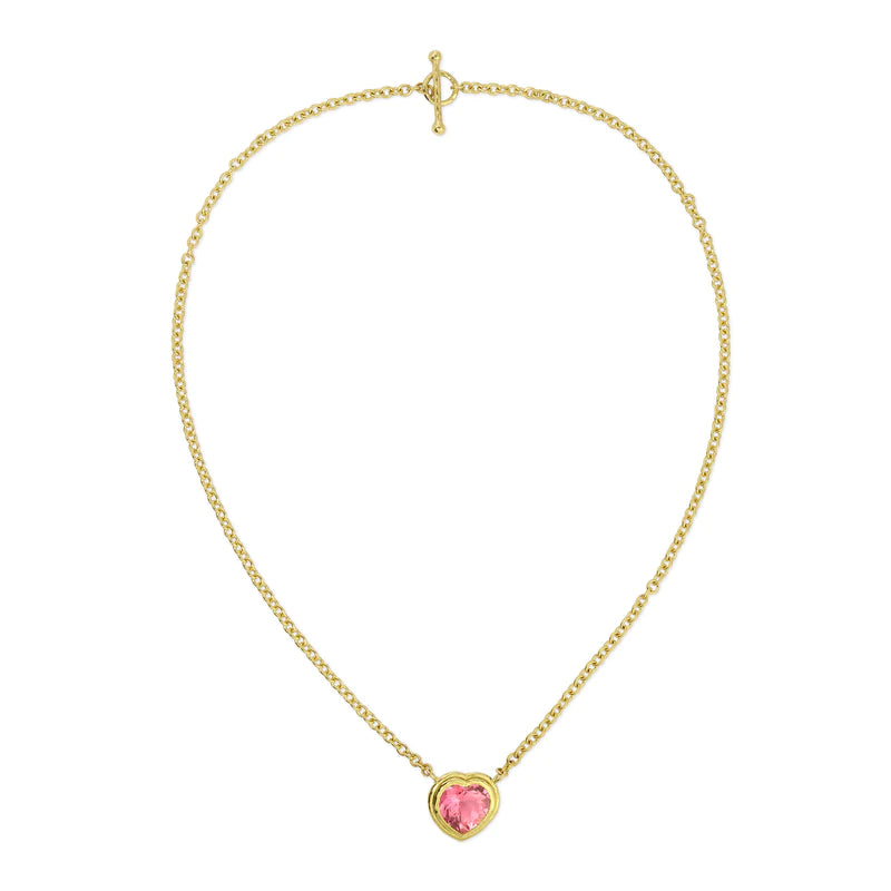Pink Tourmaline Heart & Toggle Necklace