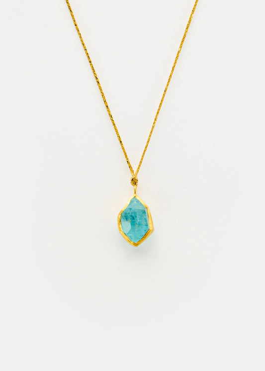 18kt Gold Cerulean Colette Set Pendant on Cord - Aquamarine