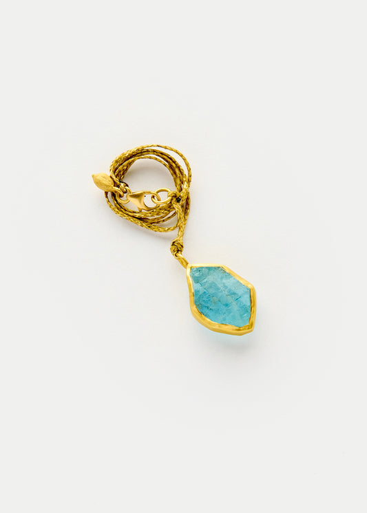 18kt Gold Cerulean Colette Set Pendant on Cord - Aquamarine