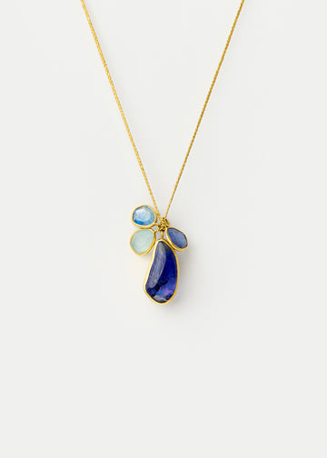 Four Stone Cluster on Cord - Tanzanite, Kyanite, Aquamarine