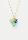 Triple Cluster on Cord with Fish Pendant - Aquamarine, Kyanite