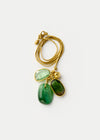 18kt Gold Triple Stone Cluster with Gold Drop - Green Tourmaline