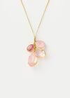 Four Stone Cluster Necklace on Cord - Rose Quartz, Morganite, Pink Tourmaline
