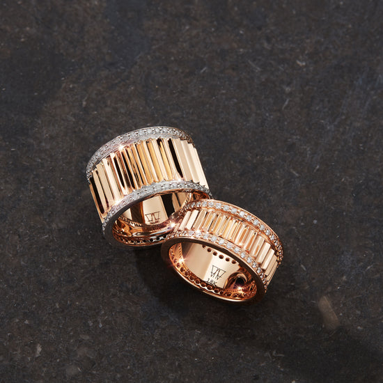 Clive Rose Gold Diamond Fluted Band Ring