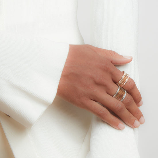 Clive Rose Gold Diamond Fluted Band Ring
