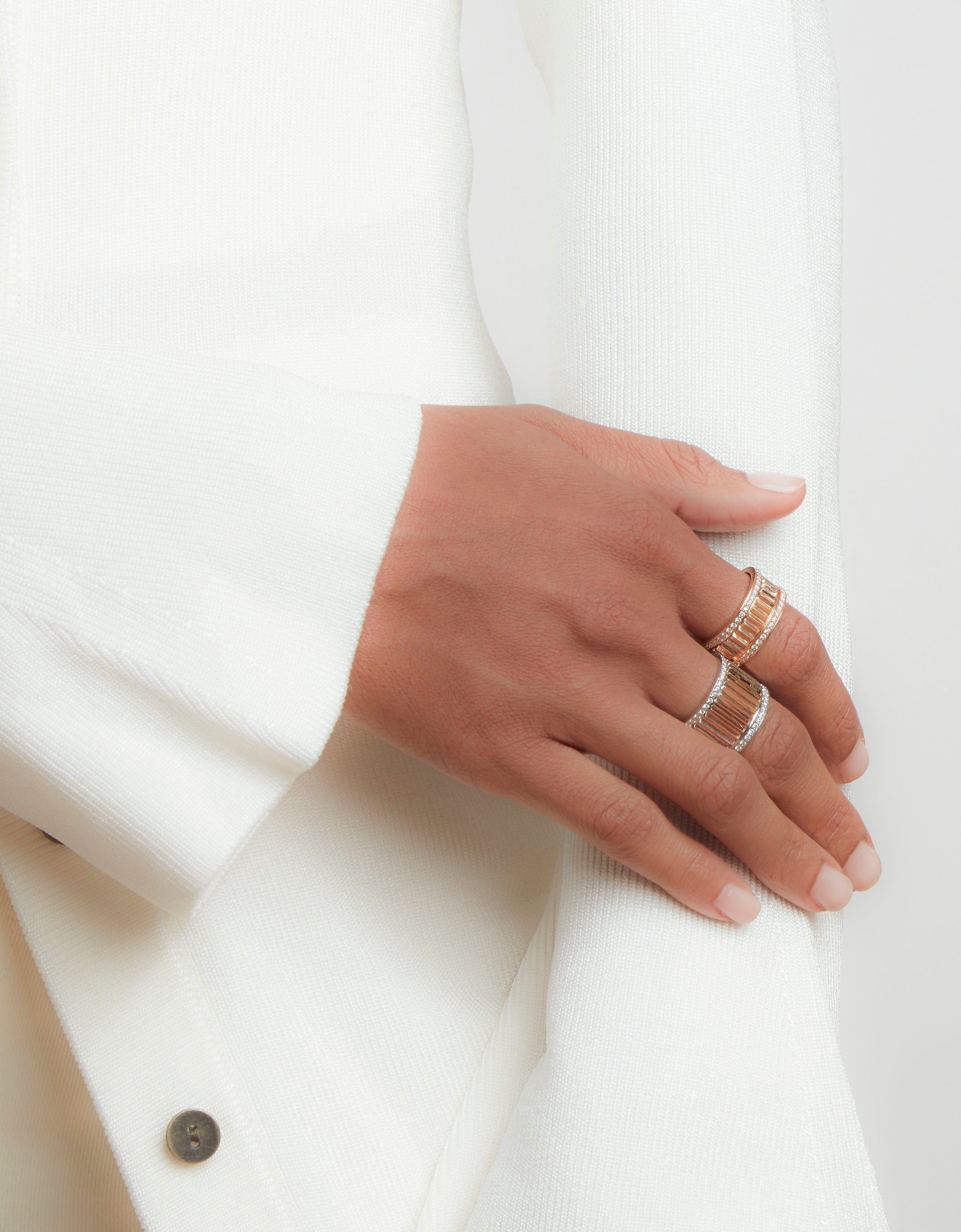 Clive Rose Gold Diamond Fluted Band Ring