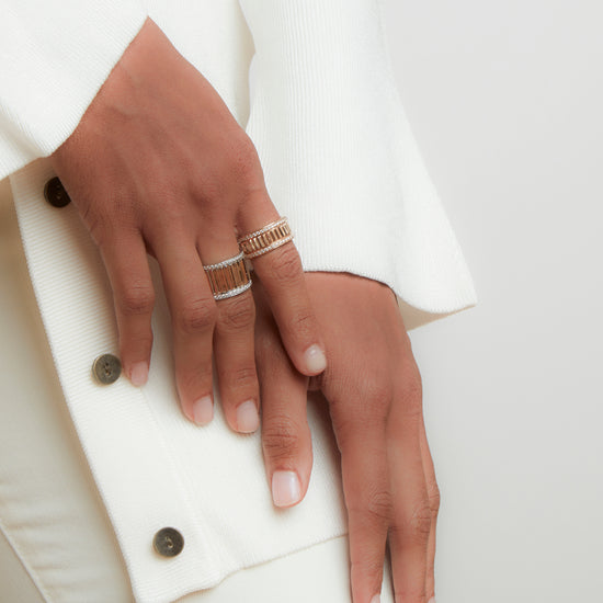 Clive Rose Gold Diamond Fluted Band Ring