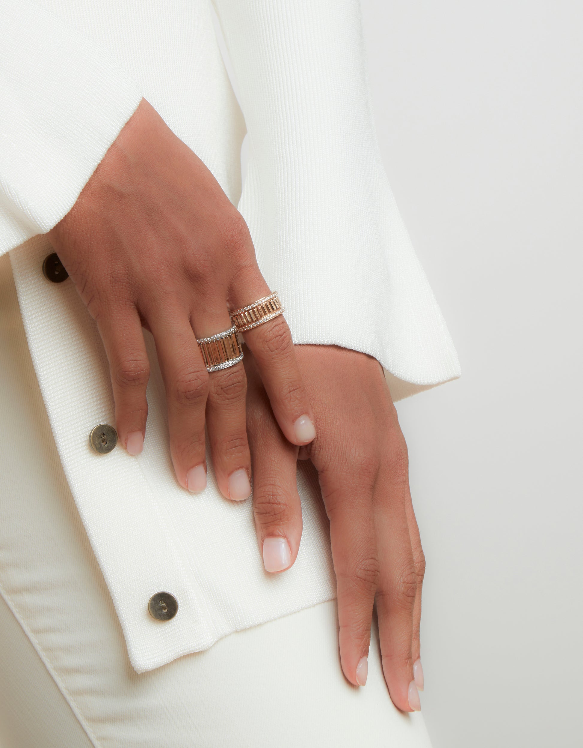 Clive Rose Gold Diamond Fluted Band Ring