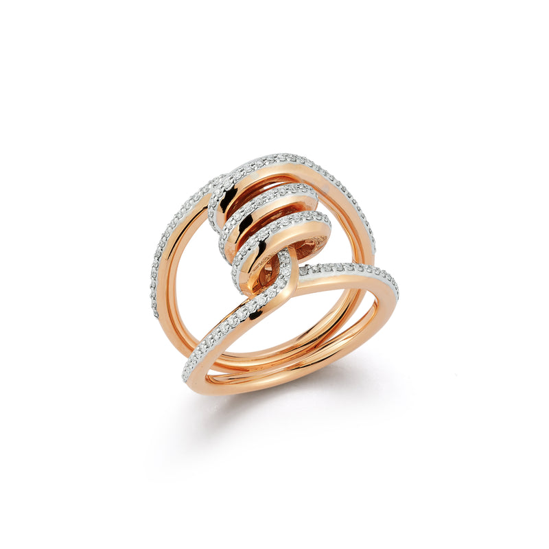 Huxley 18K Rose Gold and Diamond Single Coil Link Ring