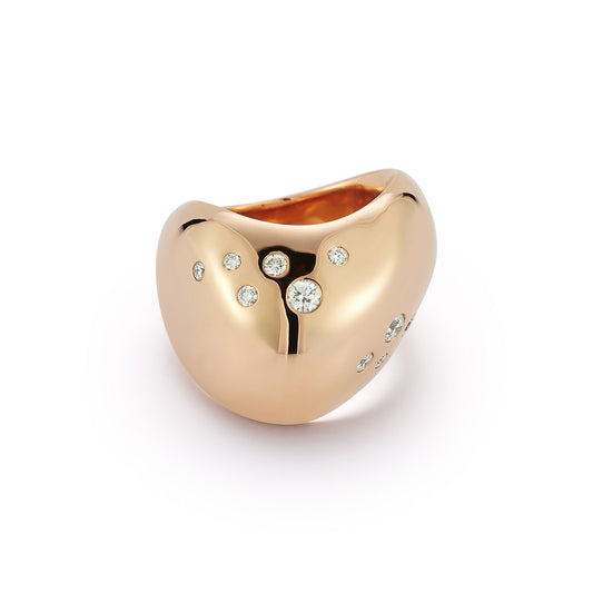 Rose Gold and Burnished Diamond Wave Ring