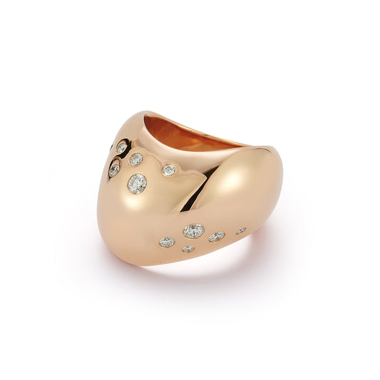Rose Gold and Burnished Diamond Wave Ring