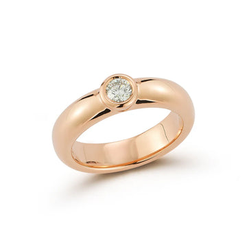 Classic 18K Yellow Gold Single Bezel Set Diamond Ring