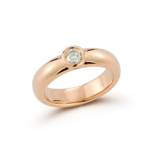Classic 18K Yellow Gold Single Bezel Set Diamond Ring