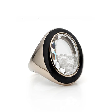 Diamond and Enamel Signet Ring