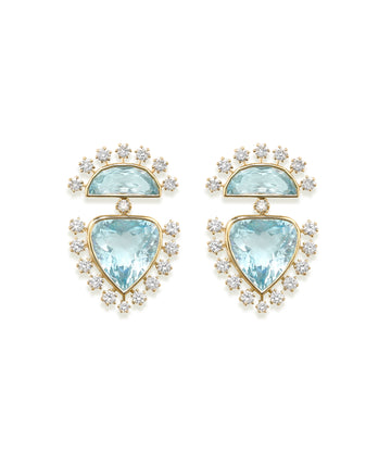 Daystar Earrings with Blue Topaz and Diamonds
