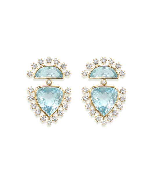 Day Star Earrings with Blue Topaz and Diamonds