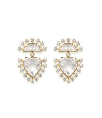 Day Star Earrings with Rock Crystal and Diamonds