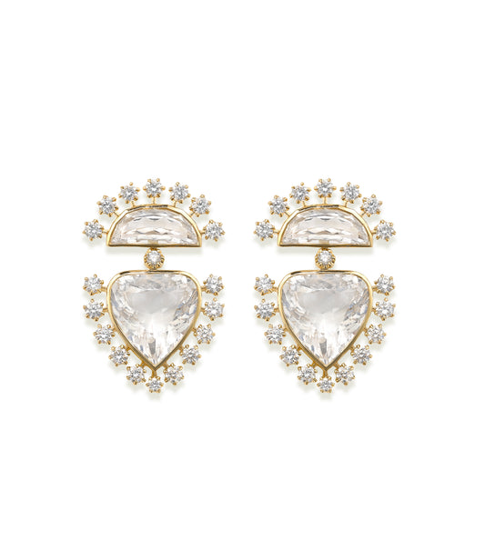 Day Star Earrings with Rock Crystal and Diamonds