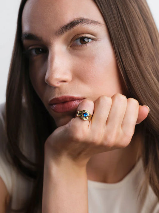 Rocky Rae Pinky Ring- Blue Sapphire