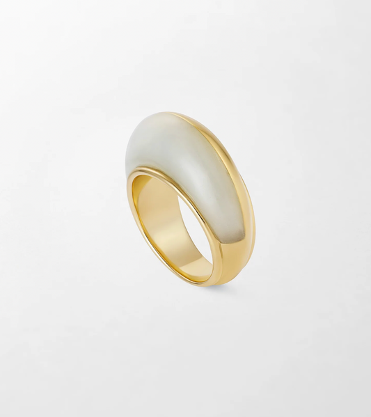 Fluid Gold and Milky Aquamarine Ring
