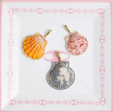 Shell in Gold Frame with Pink Sapphire Bezel - Small