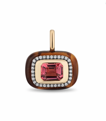 Pink Tourmaline and Tigers Eye Floret Pendant