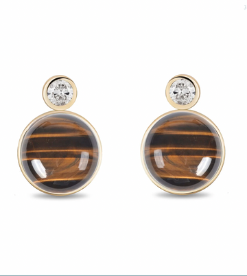 Tigers Eye and Diamond Siren Studs