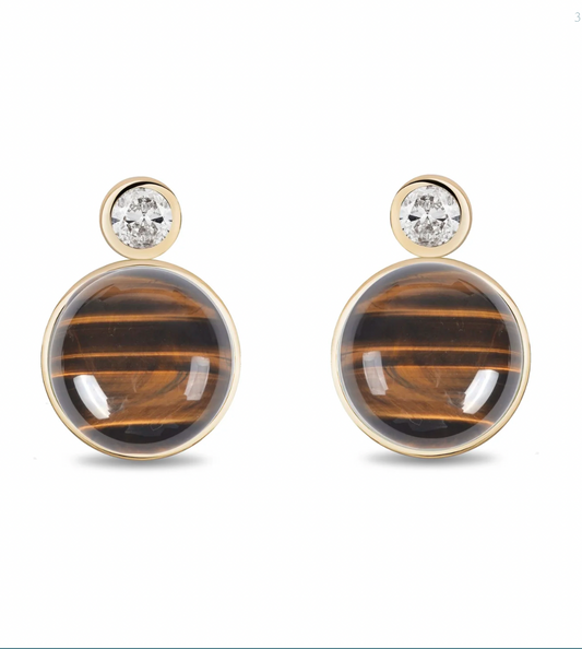 Tigers Eye and Diamond Siren Studs
