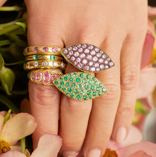 Palm Leaf Ring - Emerald