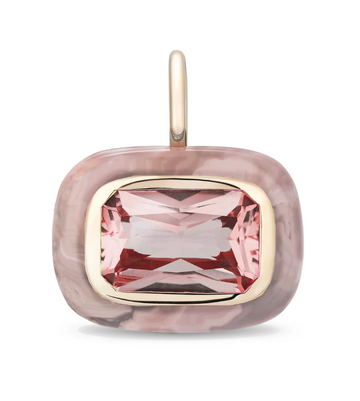 Large Floret EW Stone Pendant- Morganite and Flower Agate