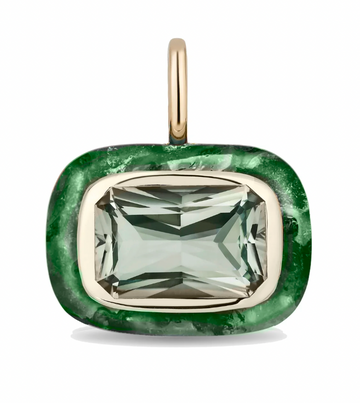 Large Floret EW Stone Pendant- Prasiolite and Brazilian Jade