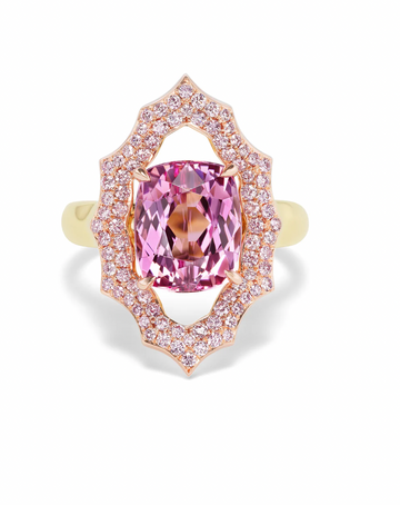 Lotus Garnet Mandorla Ring