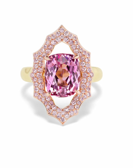 Lotus Garnet Mandorla Ring