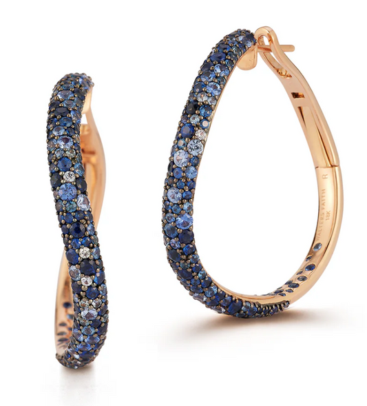 Julian Curved Hoop Earrings - Blue Sapphire